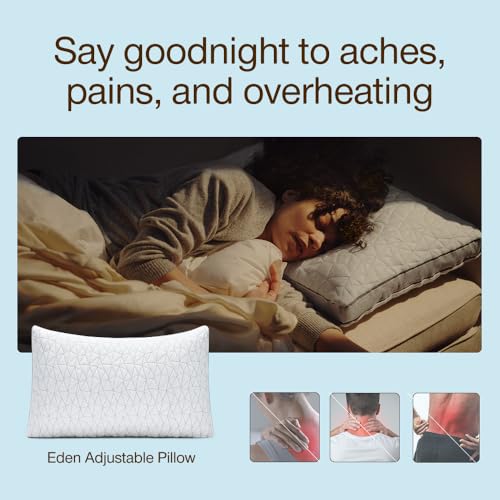 Eden Bed Pillow Queen Size for Sleeping on Back, Stomach and Side Sleeper- Medium Soft Memory Foam Cooling Gel - CertiPUR-US/GREENGUARD Gold - view 3