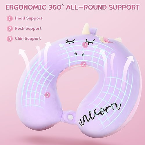 Kids Neck Pillows for Travel, Unicorn Toddler Travel Pillow with Sleep Mask - view 4