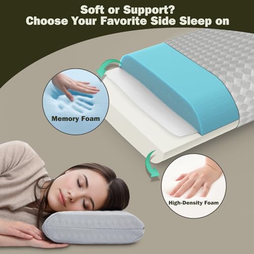 Camping Pillow, Memory Foam Travel Pillow with Washable Cover,Gray-S - view 2