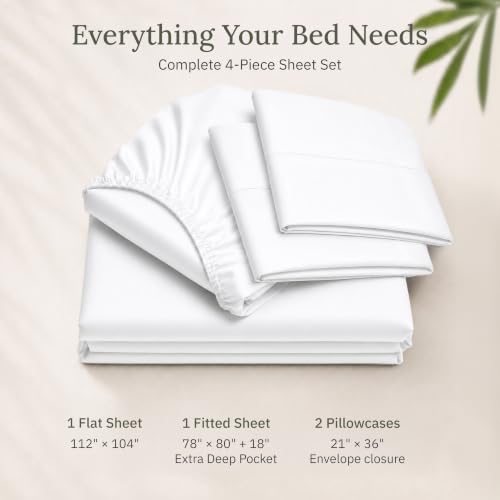 100% Viscose from Bamboo Sheets King, White - view 3