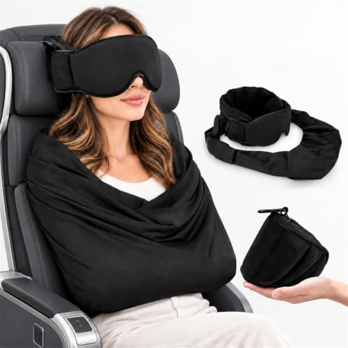 Travel Sleep Set, Travel Sleep Set 3-in-1 Eye Mask Head & Arm Support, Portable Travel Comfort Kit with Light Blocking Sleep Mask, Arm Rest Support, Compact Travel Accessories