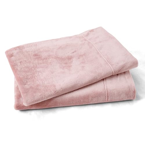 Velvet King Size Pillowcases of 2 Pack, Ultra Soft Breathable Pillow Cases with Flap Closure for Bed, Luxury Fuzzy Warm Flannel Velvet Pillow Covers, No Insert (King 20x40 Inches, Light Mauve) - view 6