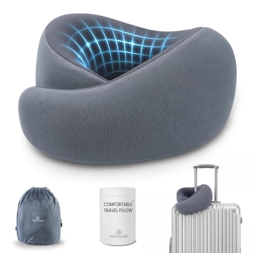 Travel Neck Pillow - Memory Foam Airplane Pillow with Chin Support
