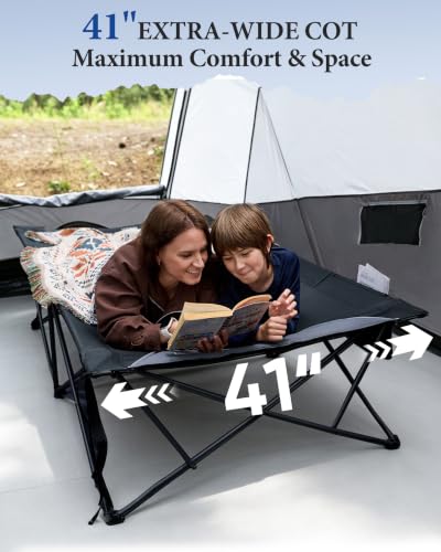 41" Wide Folding Camping Cot, 500lbs Heavy Duty Cots for Adults Big & Tall - view 2