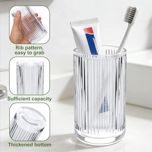 2 PCS Glass Tumbler Cups, Clear Glass Toothbrush Holder, 12 Oz - view 4