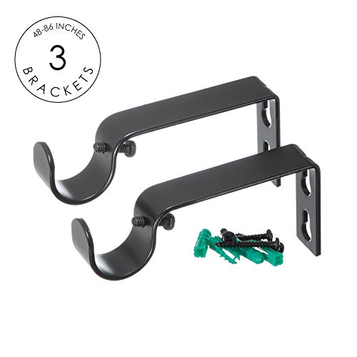 Drapery Treatment Window Curtain Rod - Acrylic Ball 1 inch Pole. 48 to 86 Inch. Black - view 2