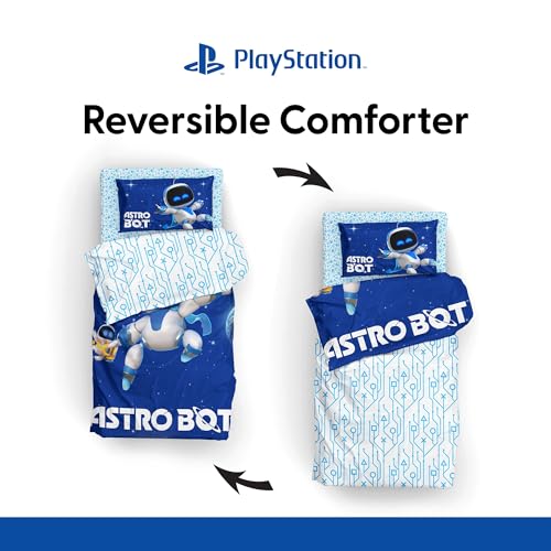 Sony PlayStation Astro Bot Twin Bedding Bundle – 64 x 86 Inches Reversible Comforter, Flat Sheet, Fitted Sheet, 1 Pillowcase – Bed in a Bag Set, Cosmic Clash - view 3