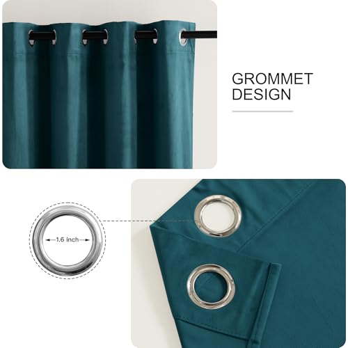Teal Blue Velvet Blackout Curtains 84 inches Long for Bedroom - view 2