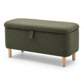 Storage Bench Bedroom Bench Sherpa Ottoman Storage Entryway for Living Room Rectangular Boucle Foot Rest Stool Padded Seat (39.5",Green)