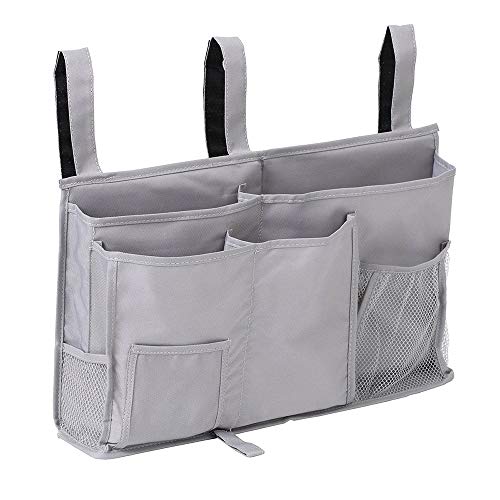 Bunk Bed Organizer - Bedside Storage Caddy with Pocket, Hanging Organizer for Camp, Dorm, Room, Hospital Bed Rail and More (Grey)