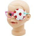 3D Cotton & Silk Eye Patch for Kids | Girls Eye Patch for Glasses | Medical Eyepatch for Children with Lazy Eye (Strawberry, Left Eye)