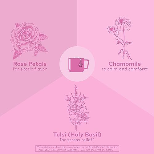 Tulsi Sweet Rose Herbal Tea - Holy Basil Leaf, African Basil, Chamomile, Lemon Myrtle, Stress Relieving, Caffeine Free - 18 Bags, 6 Pack - view 5