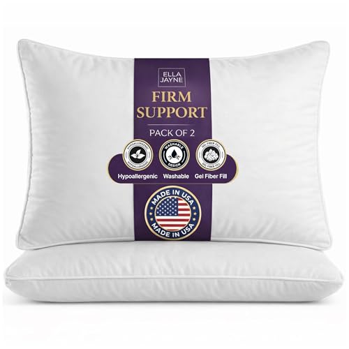 Queen Size Pillows Gel Fiber Firm Washable White Set of 2