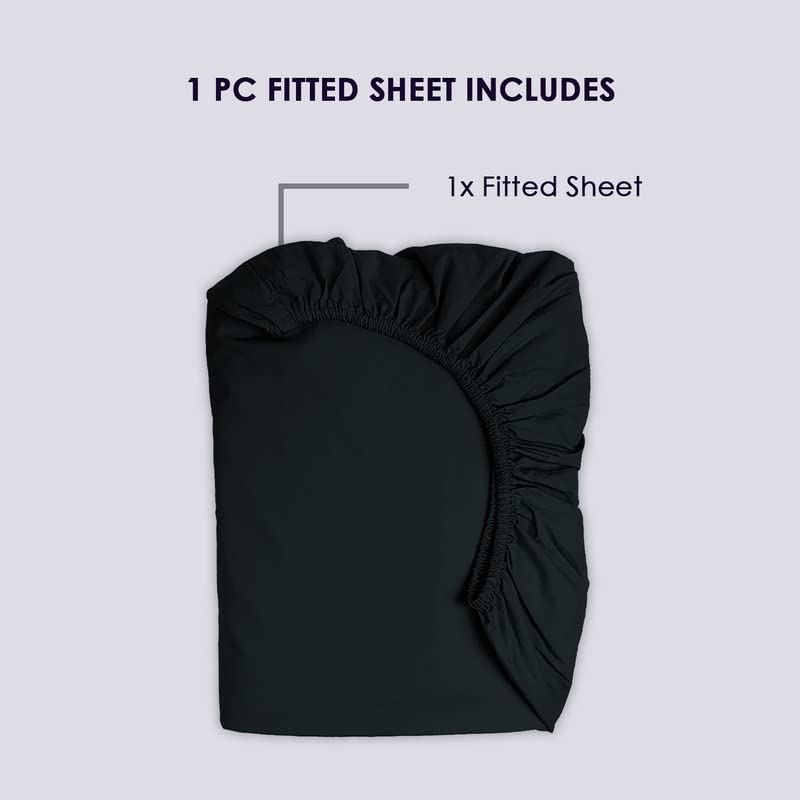 Pure 100% Cotton King Fitted Sheet 800 Thread Count Black - view 4