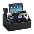 PU Leather Desk Organizer, Remote Control Holder (Black)