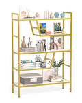 5-Tier Adjustable Bookshelf, Tall Metal Display Shelves for Living Room