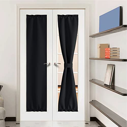 Black French Sidelight Door Window Curtains for Side Window