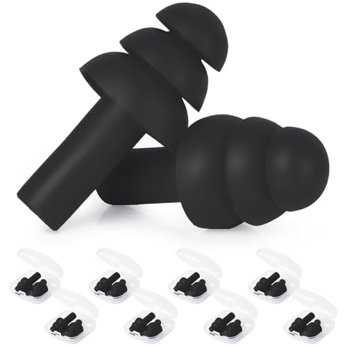 24 Pairs Black Ear Plugs Bulk NRR 29dB Reusable Silicone Ear Plugs with Plastic Cases Soft Foam Plug for Sleeping Noise Cancelling Concerts Shooting Swimming Noise Reduction