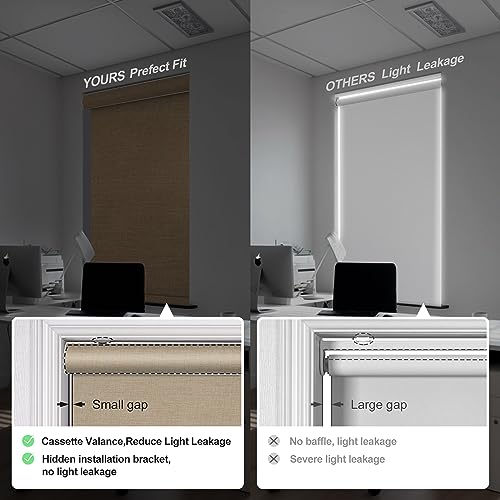 Blackout Roller Shades for Windows, Beige, Custom Size - view 4