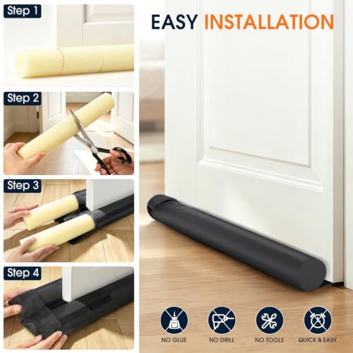2 Pack Under Door Draft Stopper for Bottom of Door 36 in, Gray - view 7