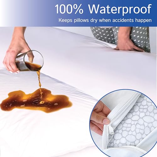 Standard Pillow Protectors (Set of 4) – Hypoallergenic Pillow Cover Waterproof Dust Allergen Proof Zippered Encasement - view 5