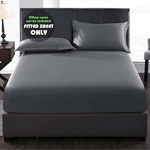 Fitted Sheet- Queen Fitted Sheet Only（No Flat Sheet or Pillow Shams）,4 Way Stretch Micro-Knit,Snug Fit,Wrinkle Free,for Standard Mattress and Air Bed Mattress from 8” Up to 14”,Gray - view 4