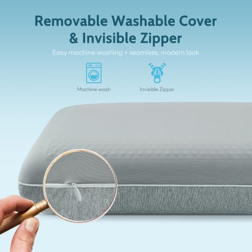 All-Season Comfort Gel Cooling Pillows for Hot Sleepers, Cooling Memory Foam Pillow with Reversible & Removable Cover, Cold Pillow for Side & Back Sleepers, Standard Size (1 Pack), Grey - view 3