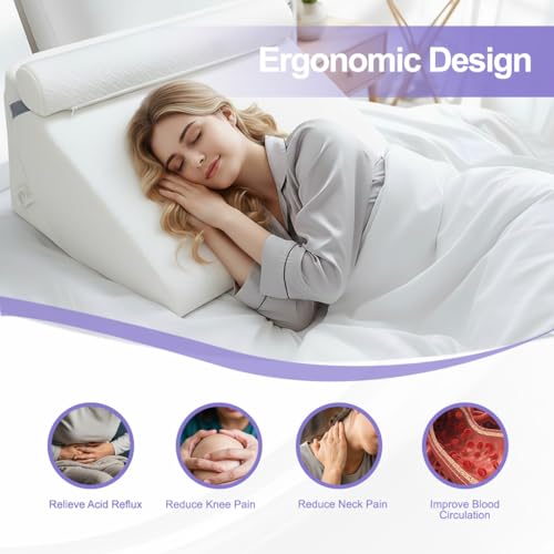 3PCS Bed Wedge Pillow Set for Sleeping – Adjustable Memory Foam Wedge Pillows for Head, Back & Leg Support – Multi Position Cushion System for Reading, Relaxing & Elevated Comfort in Bed - view 7