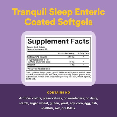Stress-Relax Tranquil Sleep, Sleep Aid with Suntheanine L-Theanine, 5-HTP, Melatonin, 45 Softgels - view 4