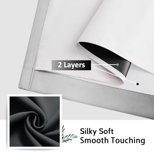 Ombre Black 100% Blackout Bedroom Curtains with White Liner 84L - view 7