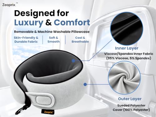 Travel Neck Pillow for Airplane, Neck Pillow for Travel, Light Grey - view 2