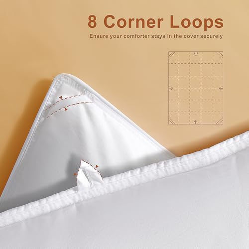 Goose Feather Down Comforter Queen Size, Soft All Season Medium Warmth Duvet Insert, Luxury Hotel Bedding Comforters with 8 Corner Tabs, White, 90 X 90 in. - view 5