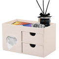 Square Tissue Box Cover with Drawers,Tissue Box Holder with Storage Tray,​ Makeup Organizer and Desk Organizer,Tissue Holders Decorative for Bathroom Vanity NightStand Dressing Table (Beige)