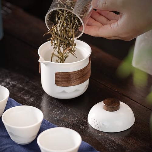 Porcelain Chinese Gongfu Tea Set,Portable Ceramic Teapot Set,Portable All in One Mini Travel Bag for Travel,Home,Gifting,Outdoor Camping Picnic and Office Business Hotel Tea lover - view 3