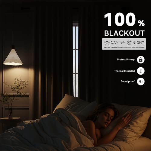 100% Blackout Linen Ivory Curtains 52x84 Inches for Bedroom - view 3