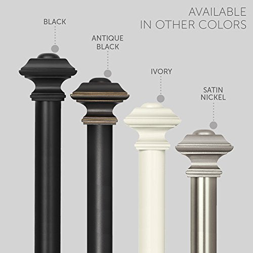 Drapery Treatment Window Curtain Rod - Square Design 1 1/8 Rod. 72 to 144 Inch. Black - view 5