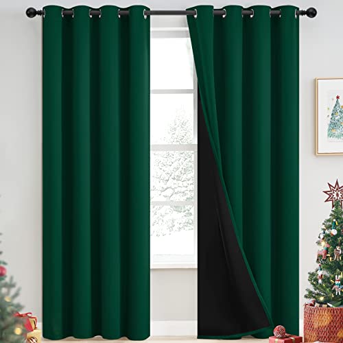 Emerald Green Blackout Curtains 84 inches for Living Room, 52" Wide