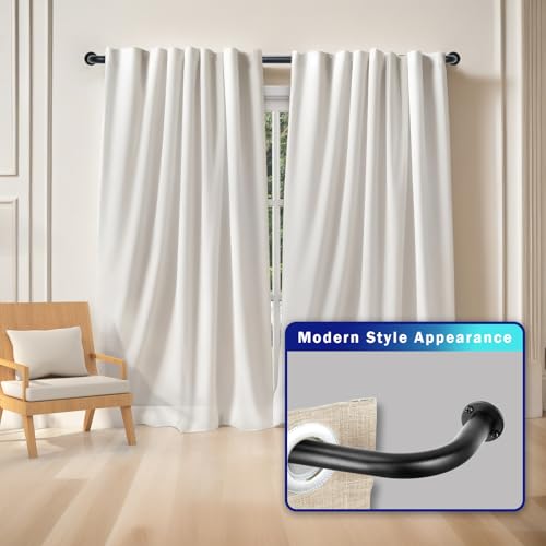 Energy Saving Wrap Around Black Out Return Adjustable Window Curtain Metal Rod Set, 1-inch Diameter, 48" to 84", Matte Black - view 5