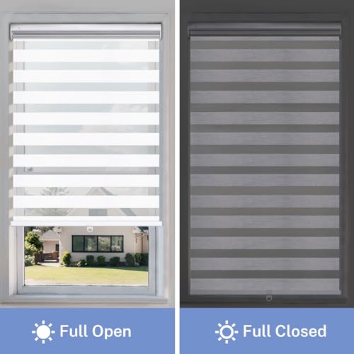 No Drill Zebra Shades, Blackout, Gray, 58 1/2" W x 48" H - view 5
