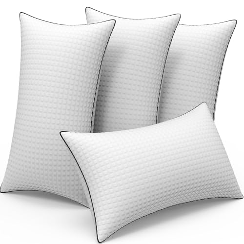 Bed Pillows for Sleeping Queen Size Set of 4,Hotel Collection Cooling Breathable Pillows for Side and Back Sleepers Down Alternative Filling Luxury Soft