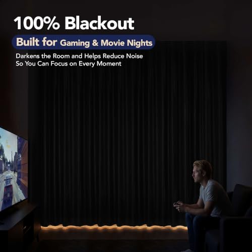 100% Blackout Curtains 72 Inch Long for Bedroom with Black Liner - view 3