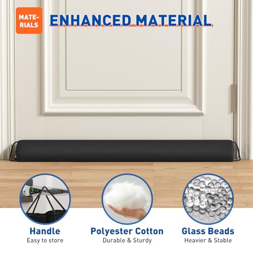 Draft Stopper for Bottom of Door 36 Inches, Black, Home Essential - view 3