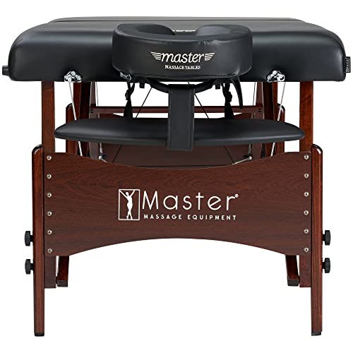 Master Massage Newport Portable Massage Table Package with Denser 2.5" Cushion, Walnut Stained Hardwood, Steel Support Cables, Pillows & Accessories, Black, 30" - view 5