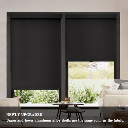 Cordless Blackout Roller Shades, 20" W x 72" H, Black - view 2