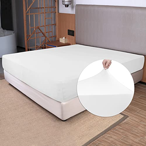 Soft Stretch Queen Fitted Sheet Only, Jersey Knit, White