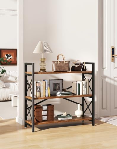 Bookcase, Bookshelf, Elegant X-Shaped Structure, Rustic Brown HBC026H - view 5