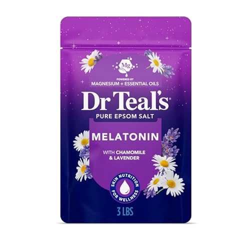 Epsom Salt Magnesium Soak, Sleep Blend with Melatonin, Lavender & Chamomile Essential Oils, 3 lbs