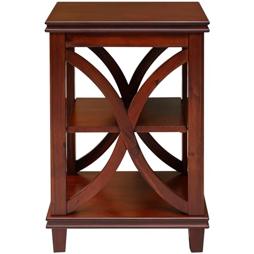 Solid Wood Square End Table, 16 x 16 x 24 Inch, Cherry - view 5