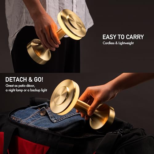Dome Cordless Rechargeable LED Mushroom Table Lamp, Gold - view 2