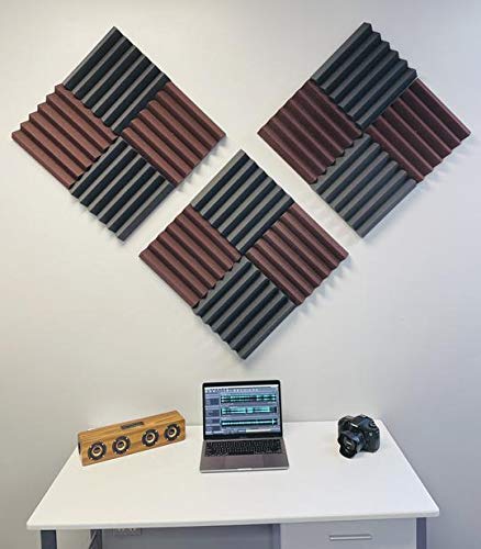 4492 Acoustic Wedge Soundproofing Studio Foam Tiles, 2 X 12 X 12-Inch, Pack of 12 (Charcoal Black and Burgundy Maroon) - view 2